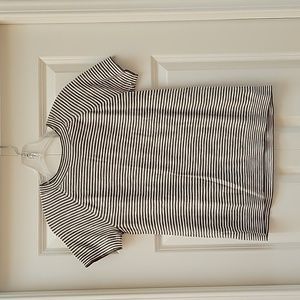 LOFT Olive Green/White Striped Cotton Top